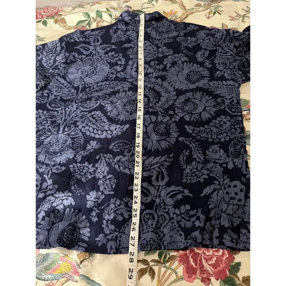 Jaeger Vintage Blue Floral Blouse &‎ Pleated Skirt Set US 4 Small